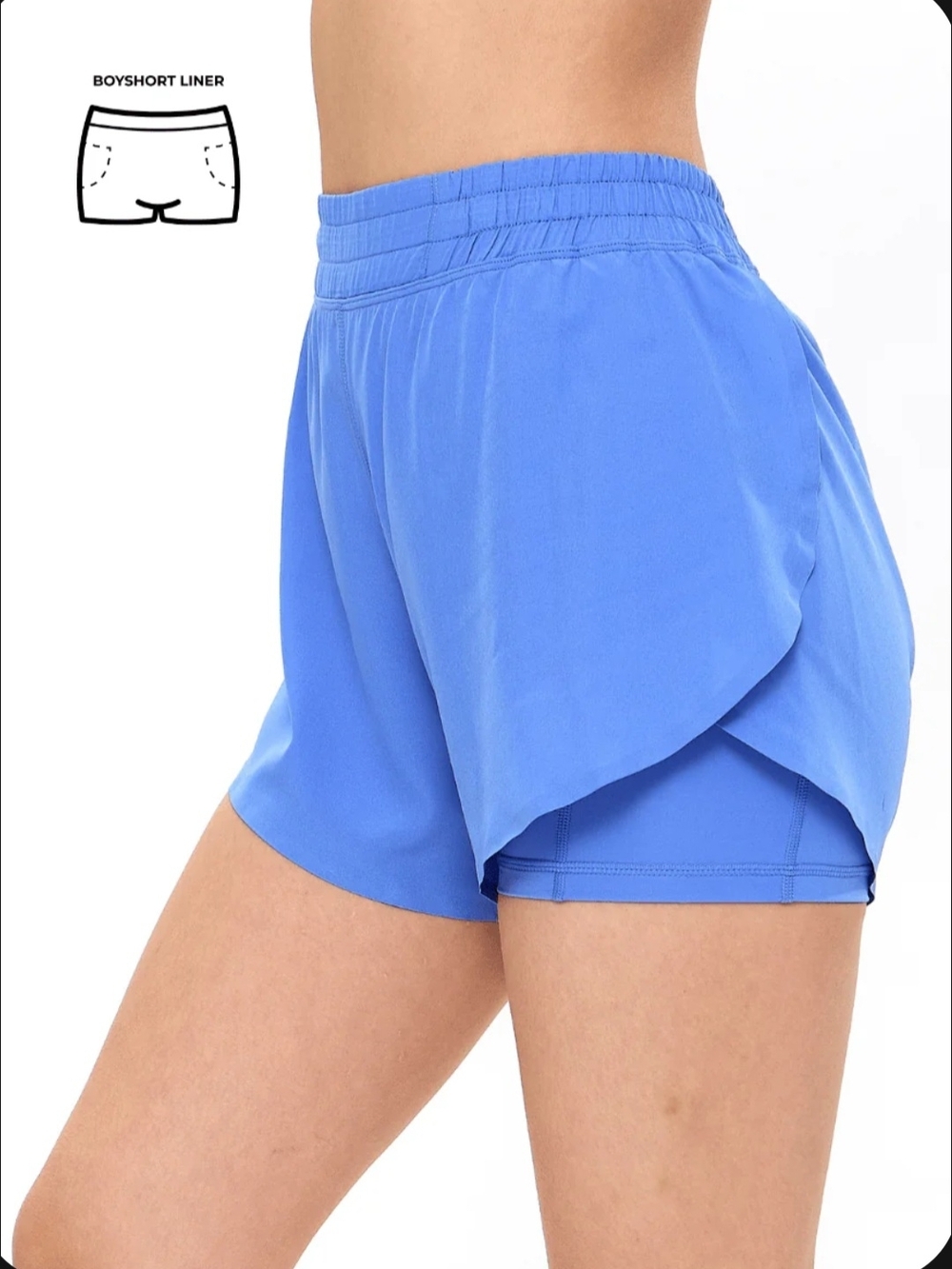 BuffBunny Flirty Flow Periwinkle Layered Bike Shorts